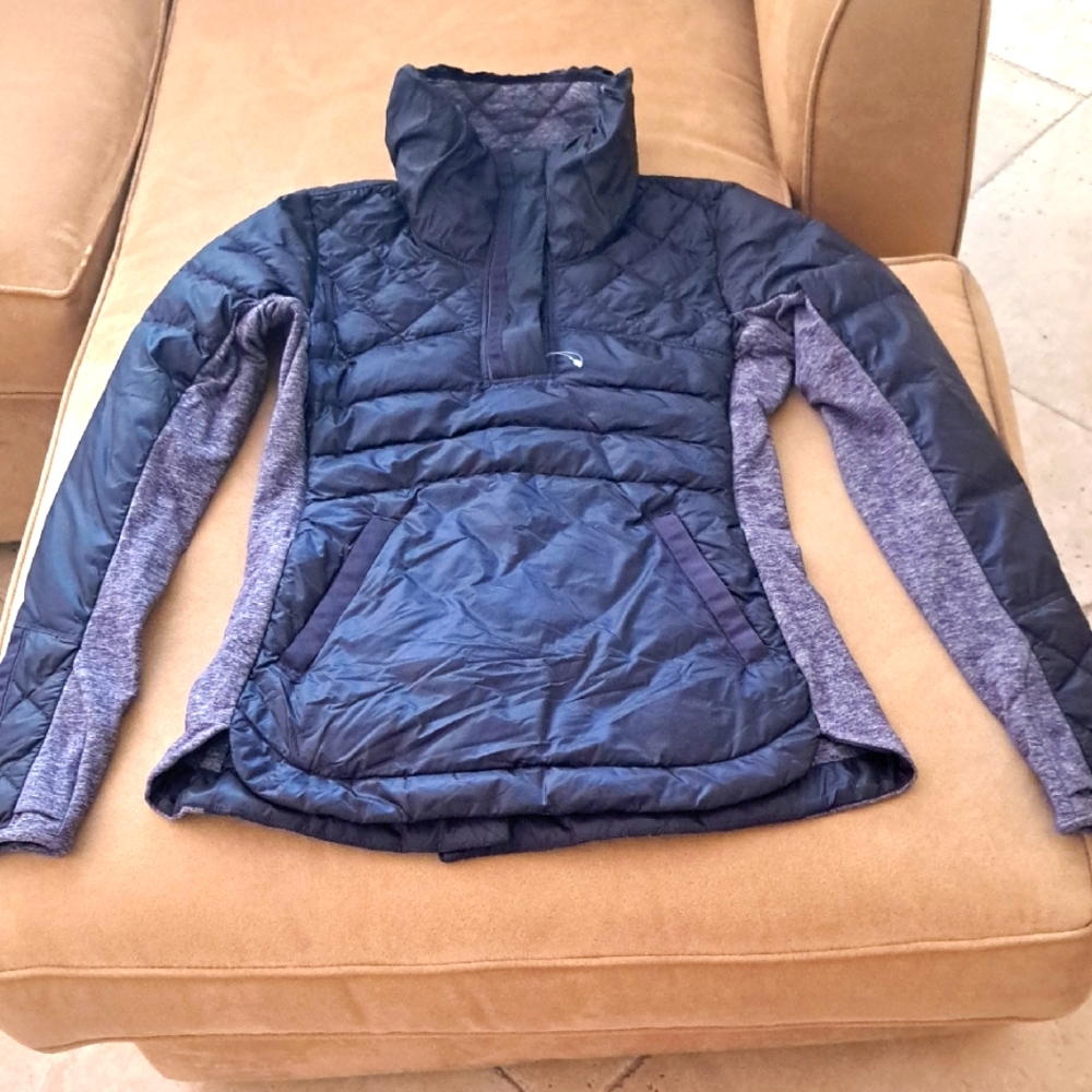 Lululemon Down For A Run Women's Navy 2Tone 1/4 Zip Goose Down Jacket NWOT sz6
